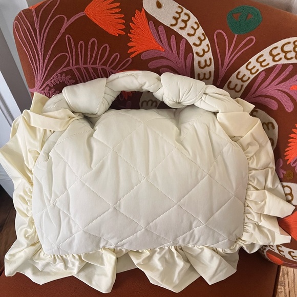 Selkie Cream Quilted Clutch with Ruffle Detail - Picture 3 of 5